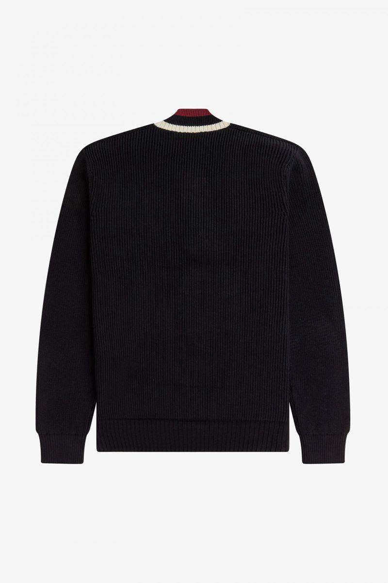 Black Fred Perry Striped V-Neck Jumper Men's Knitwear | PH 1322ZUTG